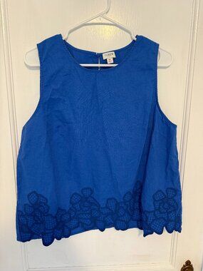 Blue Floral Detail Top- J Crew